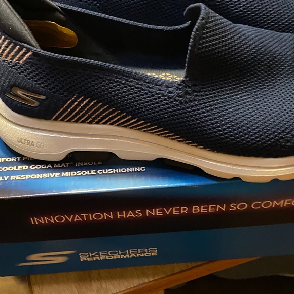 Skechers Women's Blue Mesh Slip-On Sneakers - Picture 8 of 10